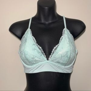 Small PINK Victoria’s Secret light turquoise pullover lace bra